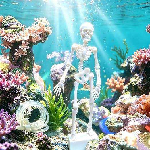 Dancing Skeleton Aquarium Bubbler PLA 3D Printed Fish Tank Decoration with Dancing Skeleton Figure