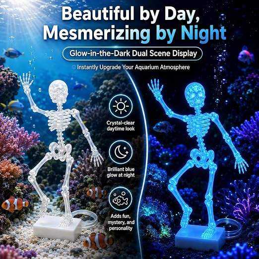 Dancing Skeleton Aquarium Bubbler PLA 3D Printed Fish Tank Decoration with Dancing Skeleton Figure