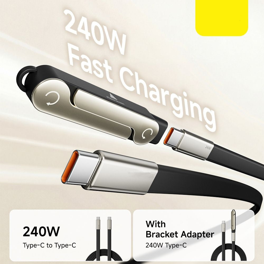 ⚡ 240W PD Type-C Charging Cable With Foldable Phone Stand Adapter📱