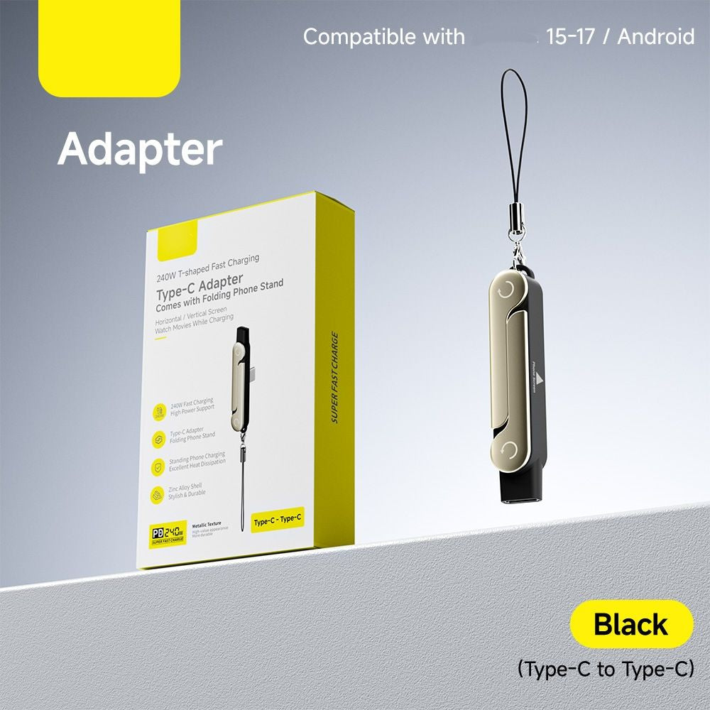 ⚡ 240W PD Type-C Charging Cable With Foldable Phone Stand Adapter📱