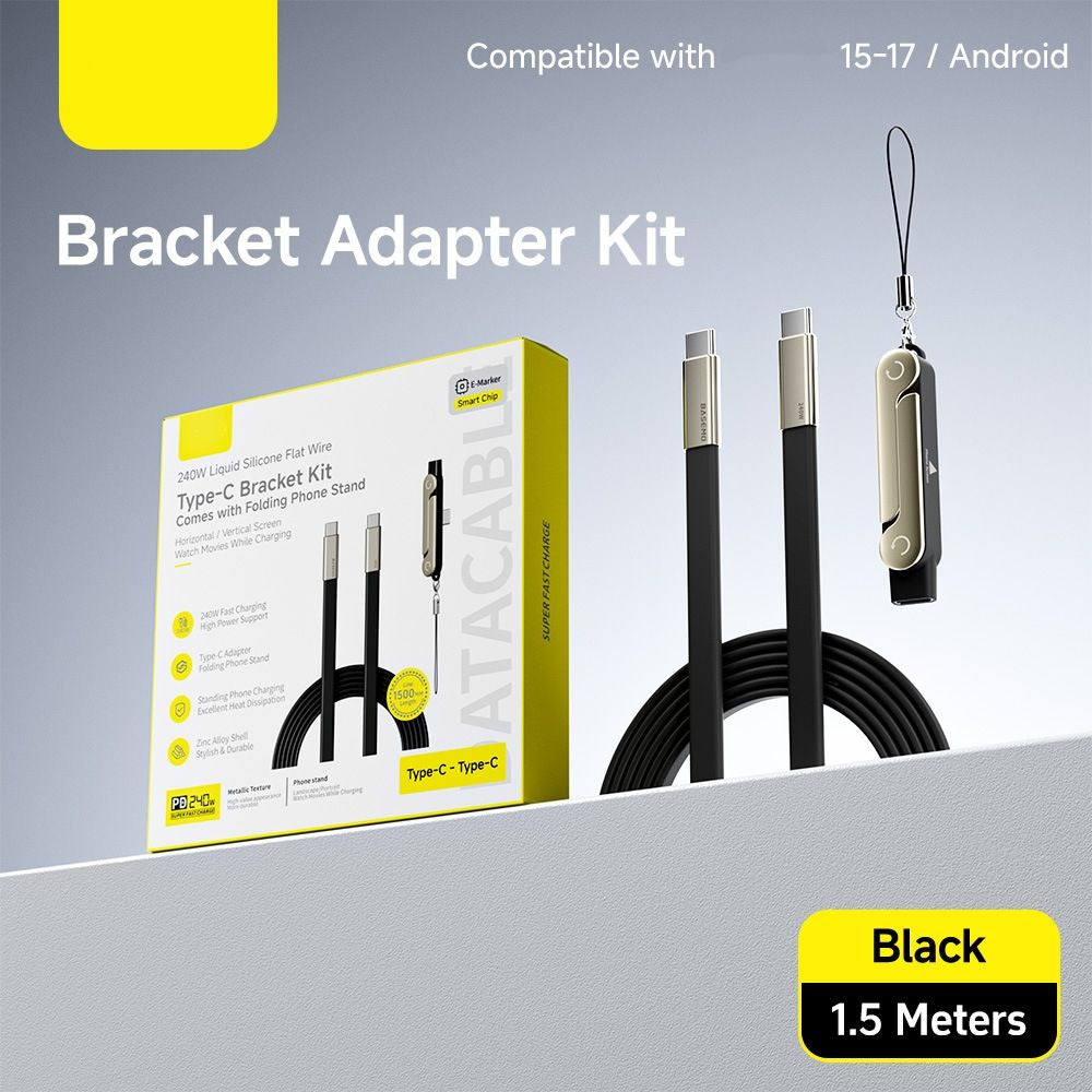 ⚡ 240W PD Type-C Charging Cable With Foldable Phone Stand Adapter📱