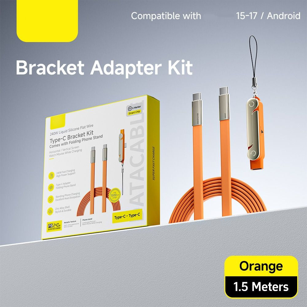⚡ 240W PD Type-C Charging Cable With Foldable Phone Stand Adapter📱
