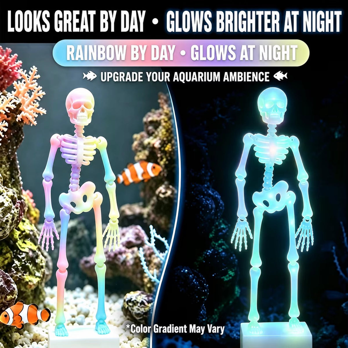 Dancing Skeleton Aquarium Bubbler PLA 3D Printed Fish Tank Decoration with Dancing Skeleton Figure