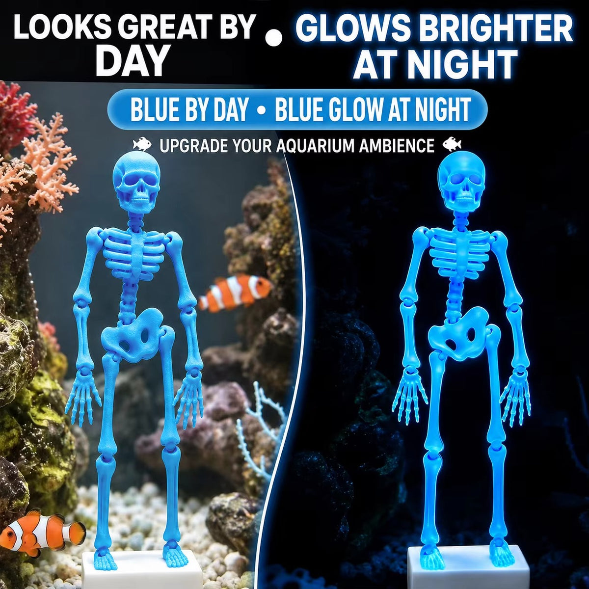 Dancing Skeleton Aquarium Bubbler PLA 3D Printed Fish Tank Decoration with Dancing Skeleton Figure