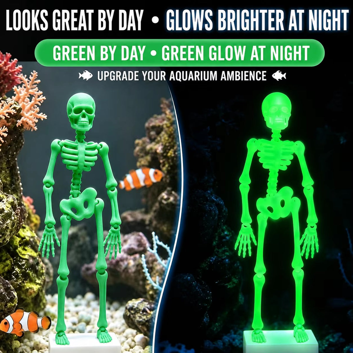 Dancing Skeleton Aquarium Bubbler PLA 3D Printed Fish Tank Decoration with Dancing Skeleton Figure