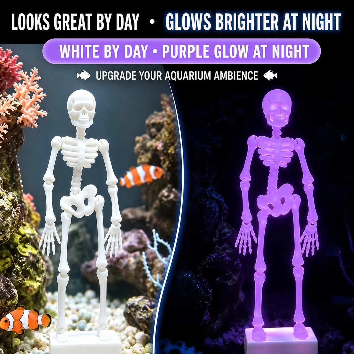 Dancing Skeleton Aquarium Bubbler PLA 3D Printed Fish Tank Decoration with Dancing Skeleton Figure