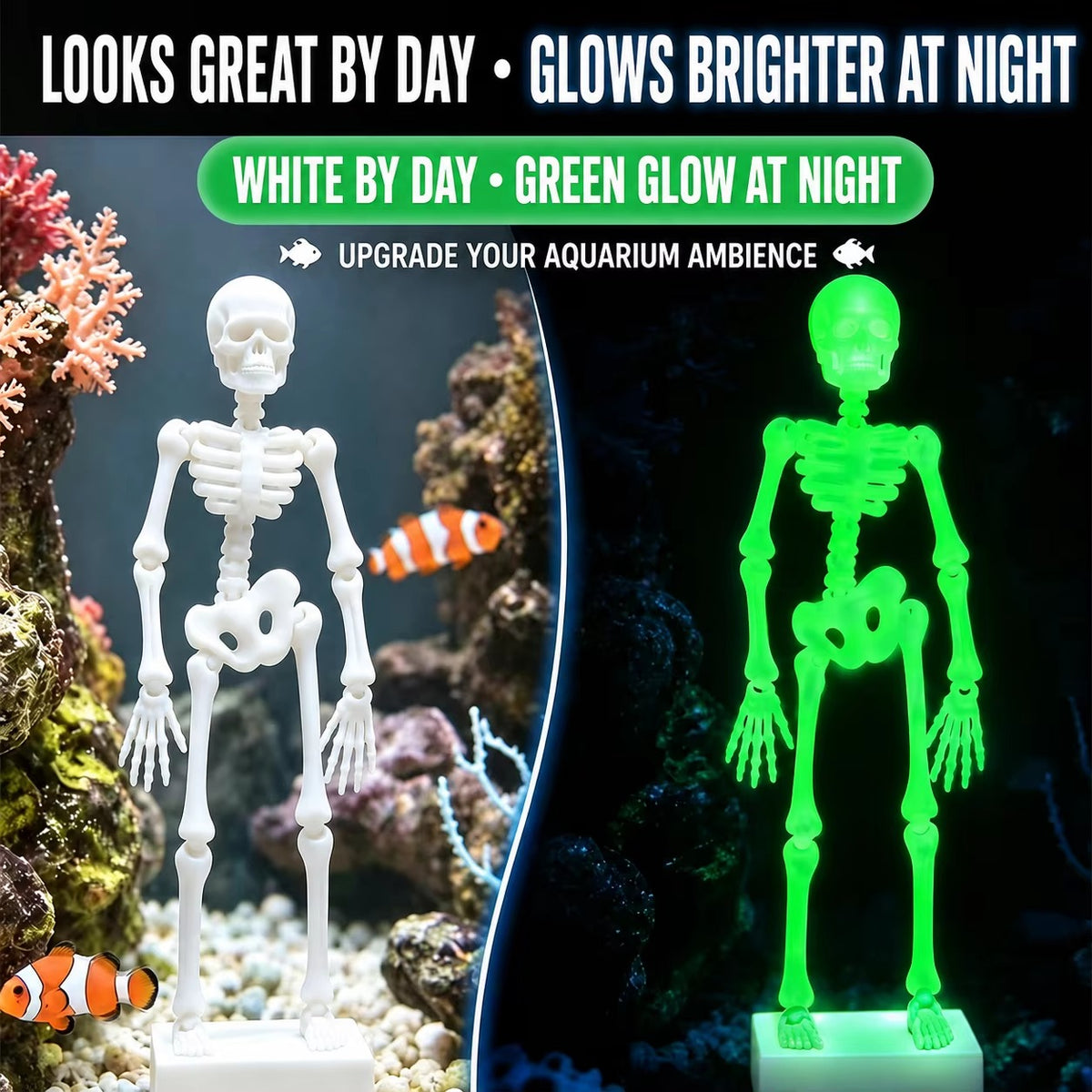 Dancing Skeleton Aquarium Bubbler PLA 3D Printed Fish Tank Decoration with Dancing Skeleton Figure