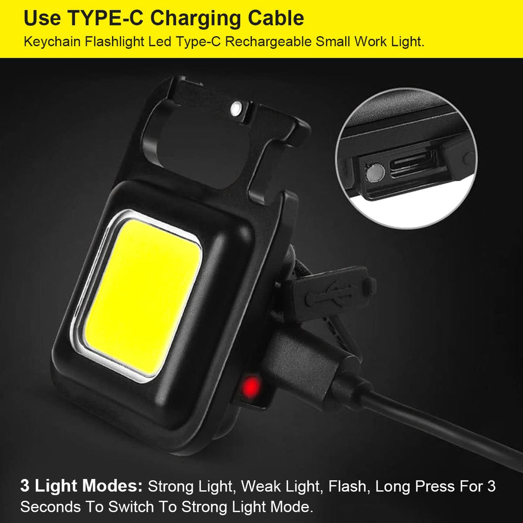 🔦 Portable COB LED Keychain Light | Magnetic IP44 Waterproof Rechargeable Mini Flashlight🛠️