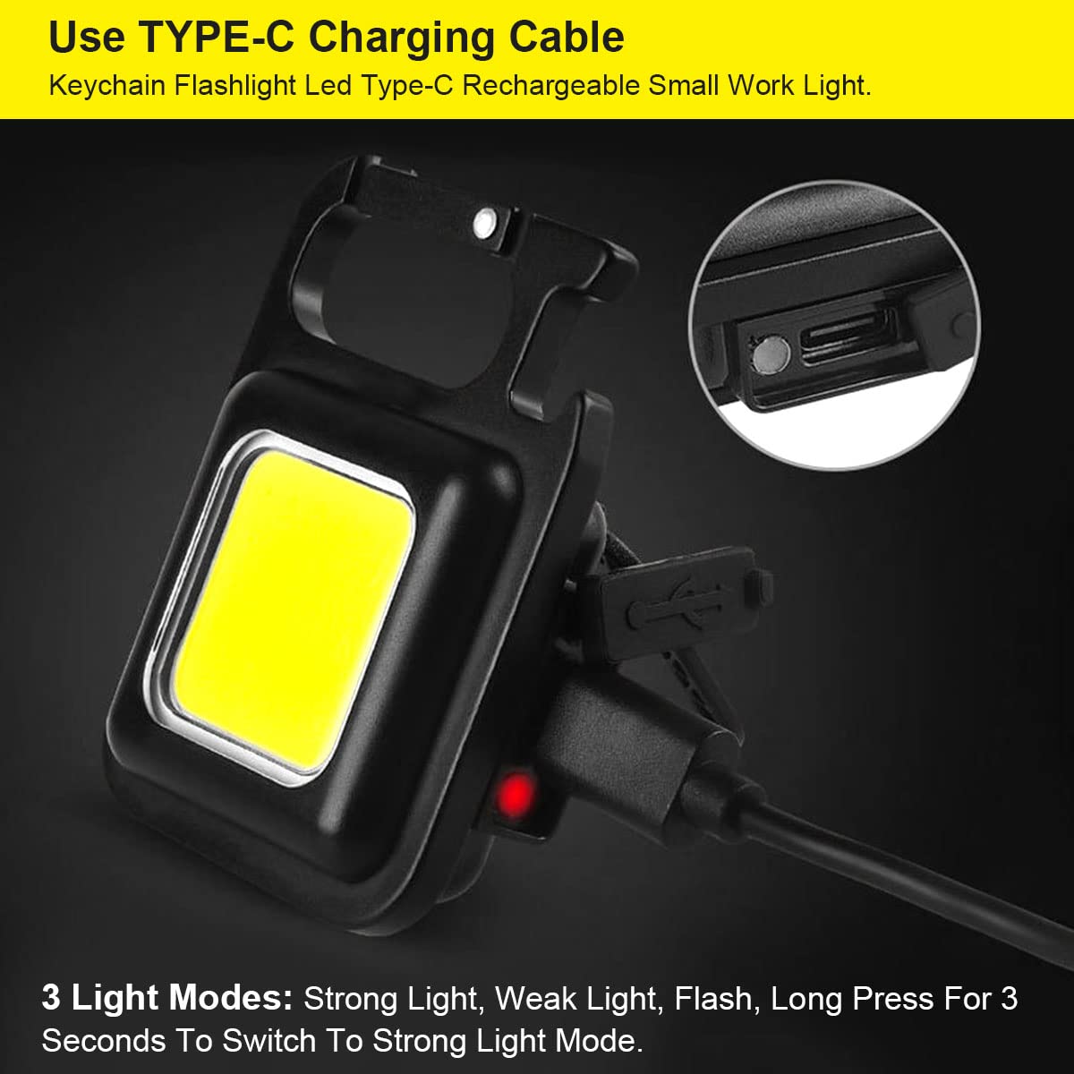 🔦 Portable COB LED Keychain Light | Magnetic IP44 Waterproof Rechargeable Mini Flashlight🛠️